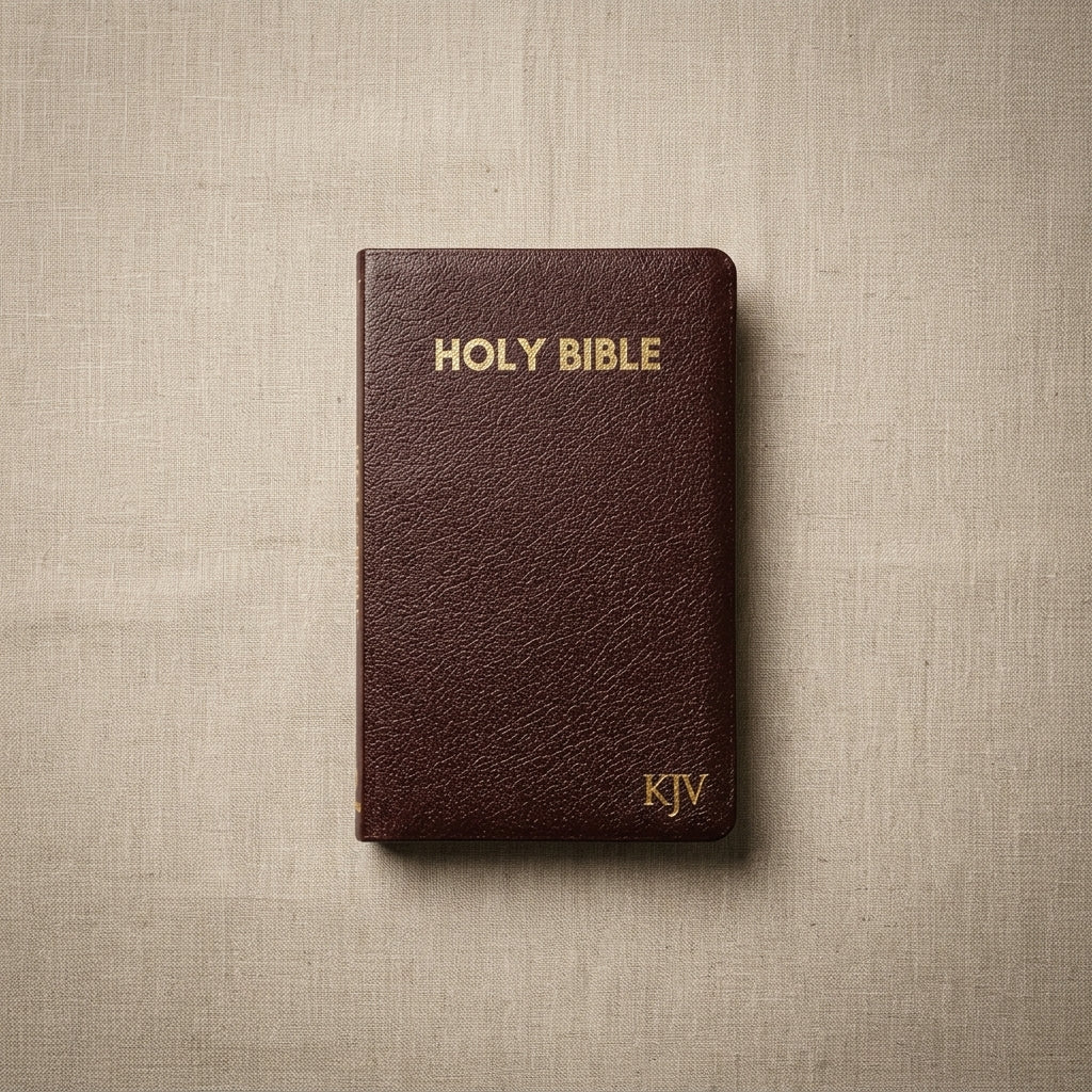 Compact Bible — Scale and Portability Flat Lay | Generated by Modelize