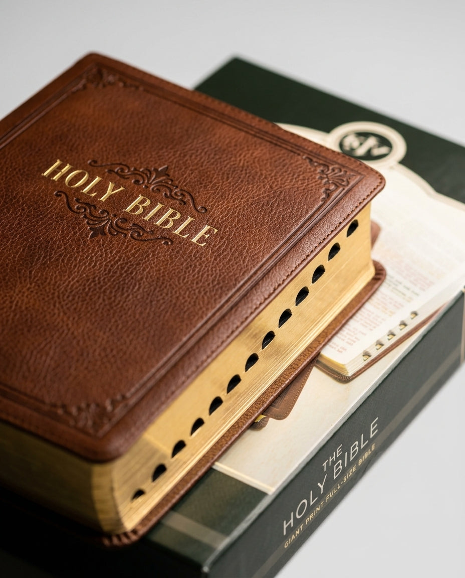 KJV Giant Print Holy Bible - Full Size T + KJV Thinline Large Print Bible - Tan Fau Combo