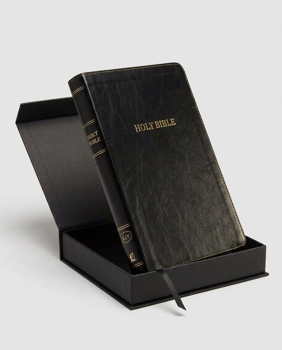 KJV Large Print Thinline Bible - Black L + KJV Holy Bible - Medium Black Pebbled Sy Combo