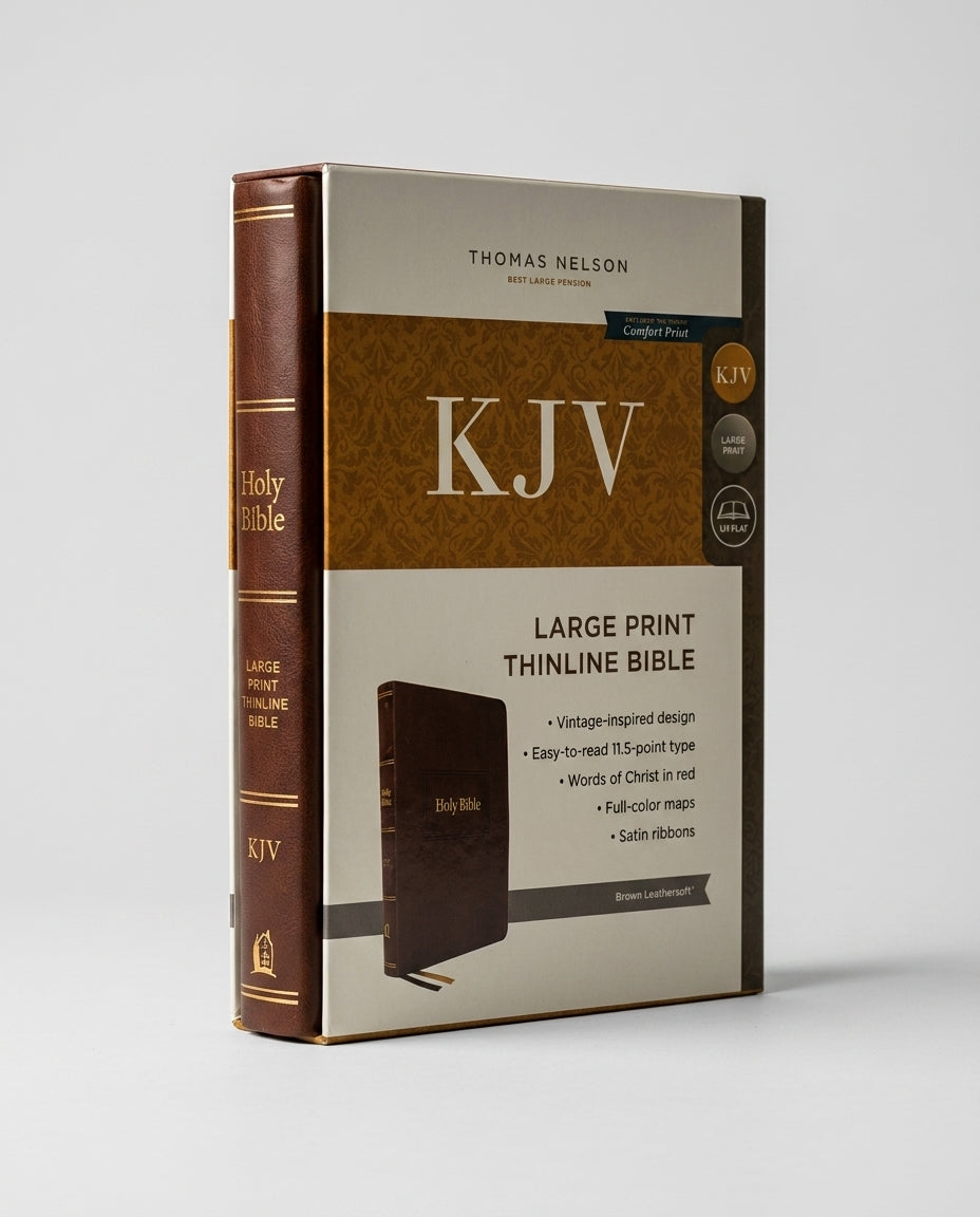 KJV Holy Bible Large Print Thinline - Brown Leathersoft + Gospel: The 90-Day Devotional | Christian 