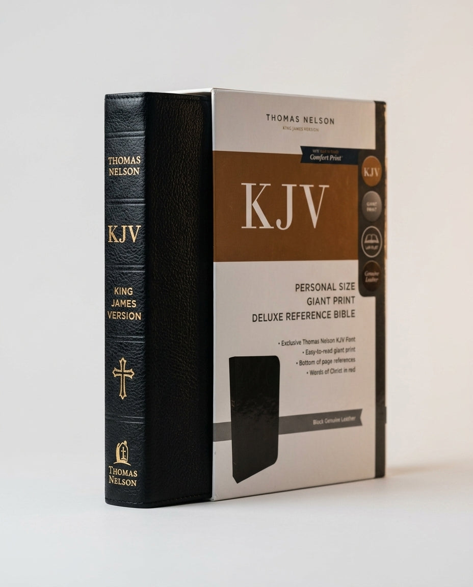 KJV Personal Size Giant Print Bible - Black Genuine Leather + I Am Devotional: 100 Devotions About t