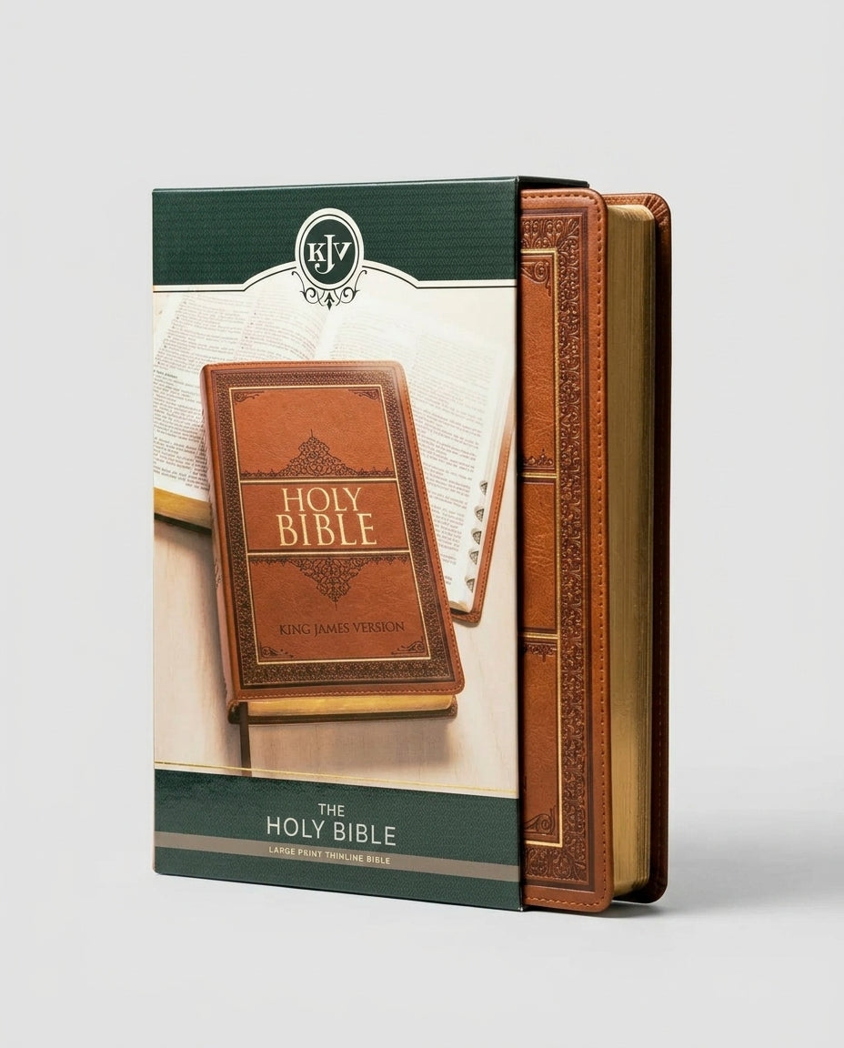 KJV Thinline Large Print Bible - Tan Fau + KJV Everyday Study Bible - Red Hardcover Combo