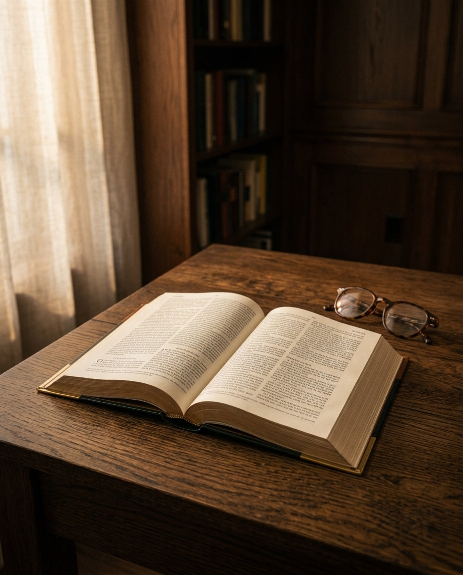 Hardcover Bible with slipcase — Study Scene | Generated by Modelize