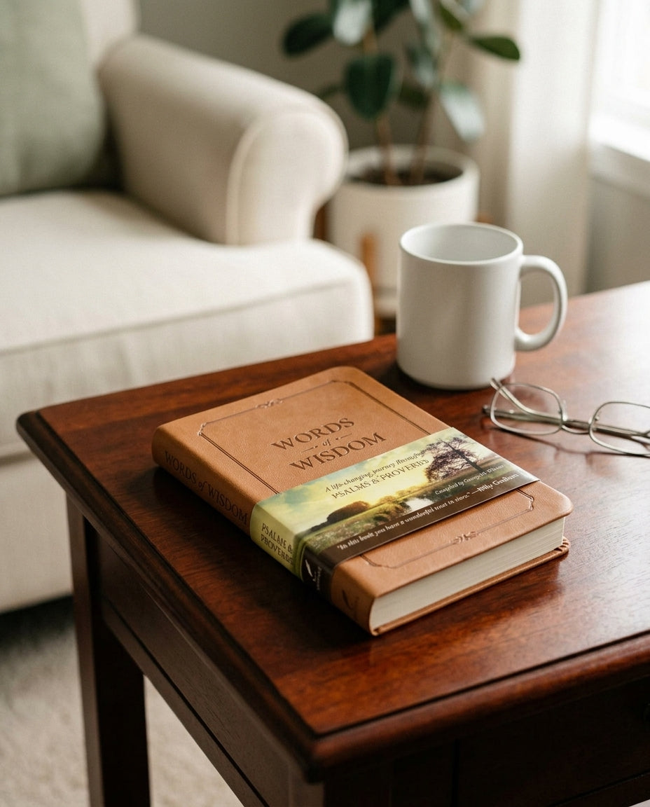 Leather-bound book with paper wrap — Lifestyle Study Scene | Generated by Modelize