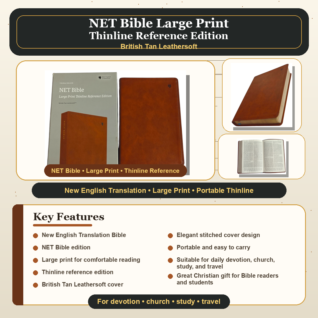NET Bible Large Print Thinline Reference Edition – British Tan Leathersoft (Thomas Nelson)