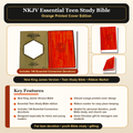 NKJV Essential Teen Study Bible – Orange Cork LeatherTouch (146 Devotions)