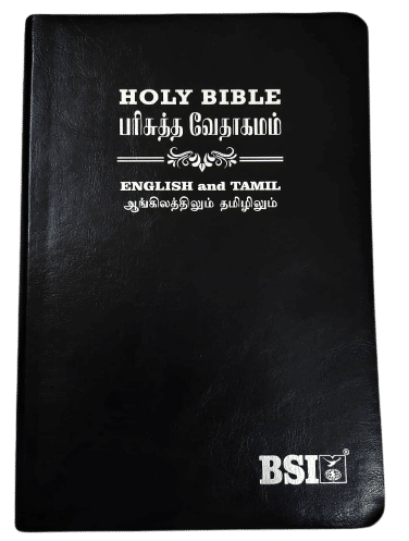 Tamil-English Parallel Bible, Large Font China Print Edition, BSI Black Leather with Silver Edges (ISBN: 9789393511881)