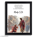 Mark 5:34 Biblical Scripture Wall Art Print - Religious Home Decor with Black Frame
