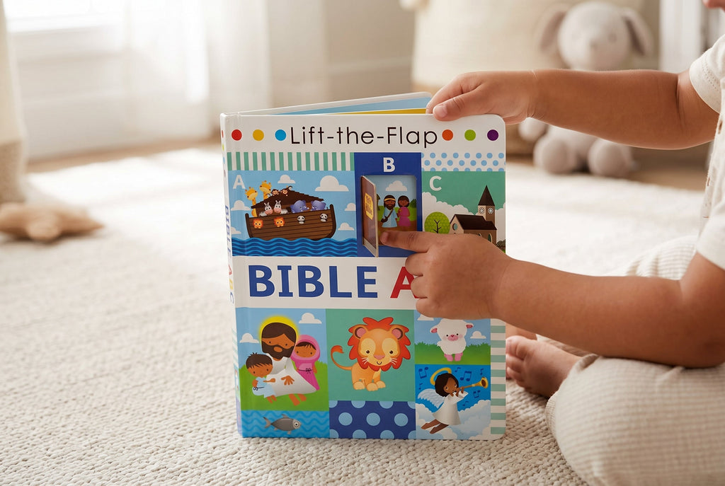 Studio photo of Lift The Flap Bible A B C in lifestyle