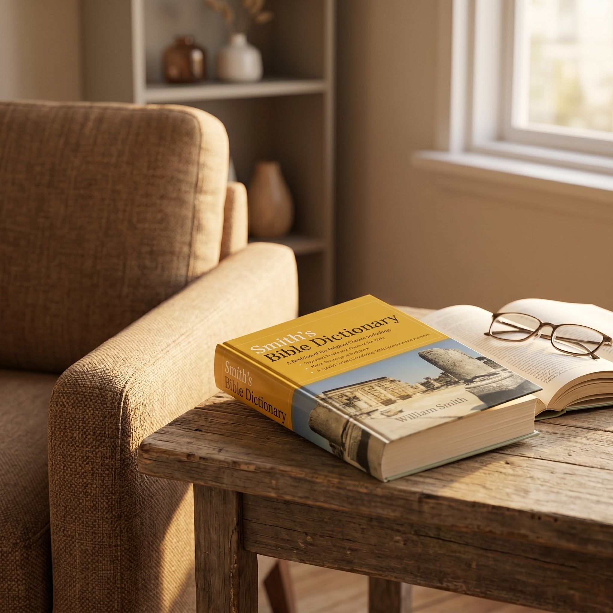 Studio photo of Smith's Bible Dictionary in lifestyle