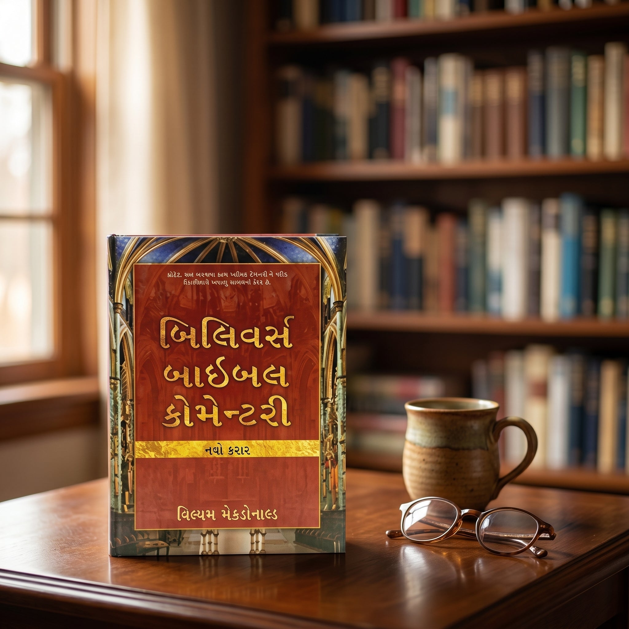 Studio photo of Believer's Bible Commentary New Testament (Gujarati) in lifestyle