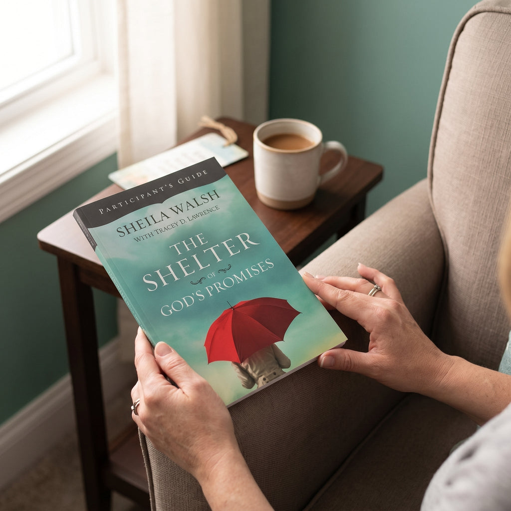 Studio photo of The Shelter of God's Promises Bible Study Participant's Guide in lifestyle
