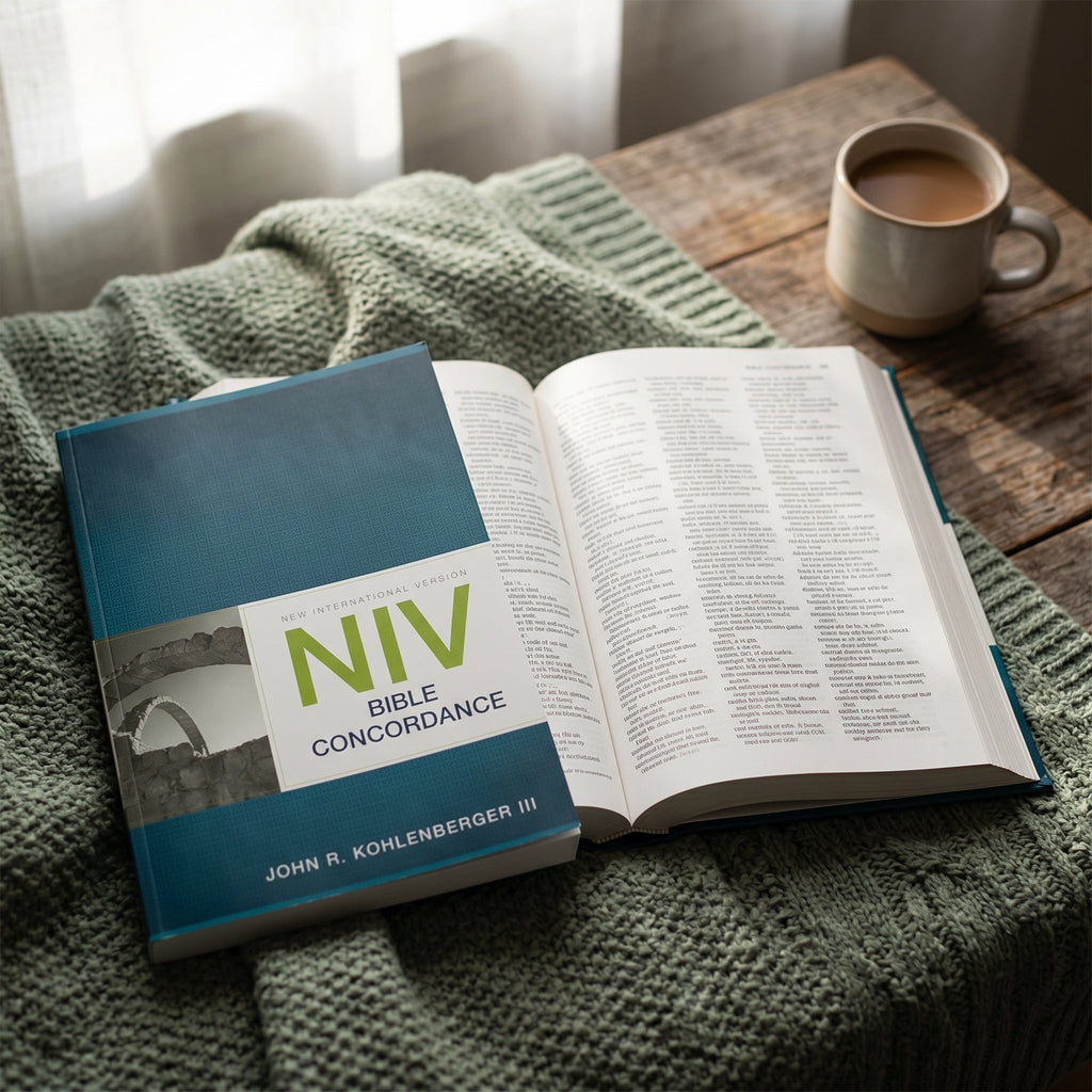 Studio photo of NIV Bible Concordance in detail