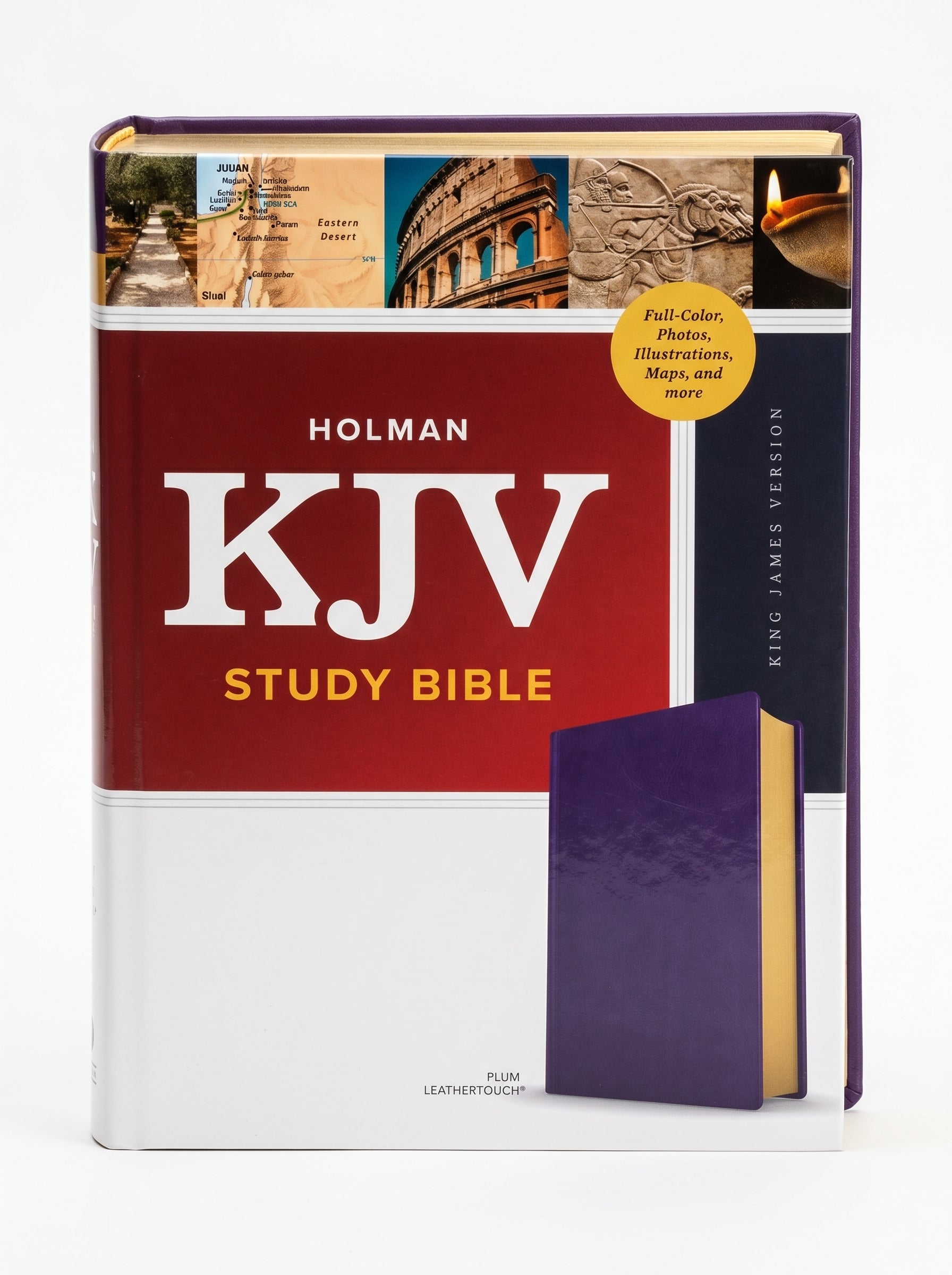 Studio photo of Holman KJV Study Bible, Plum LeatherTouch in hero