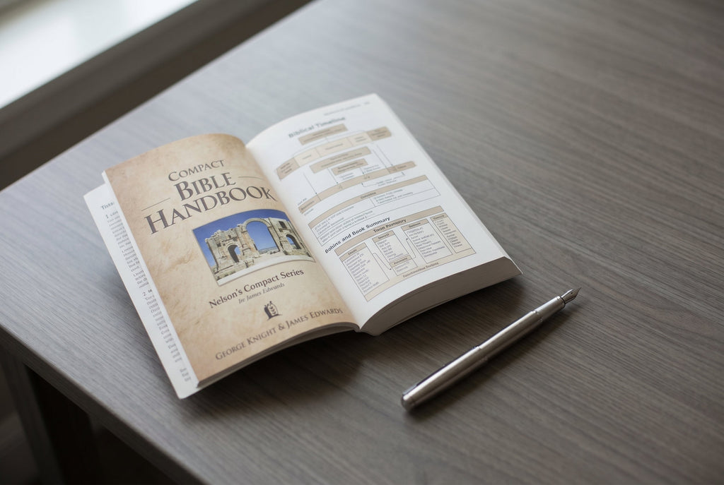 Studio photo of Nelson's Compact Bible Handbook in lifestyle