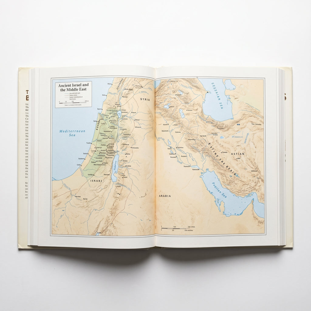 Studio photo of The International Bible Atlas in detail