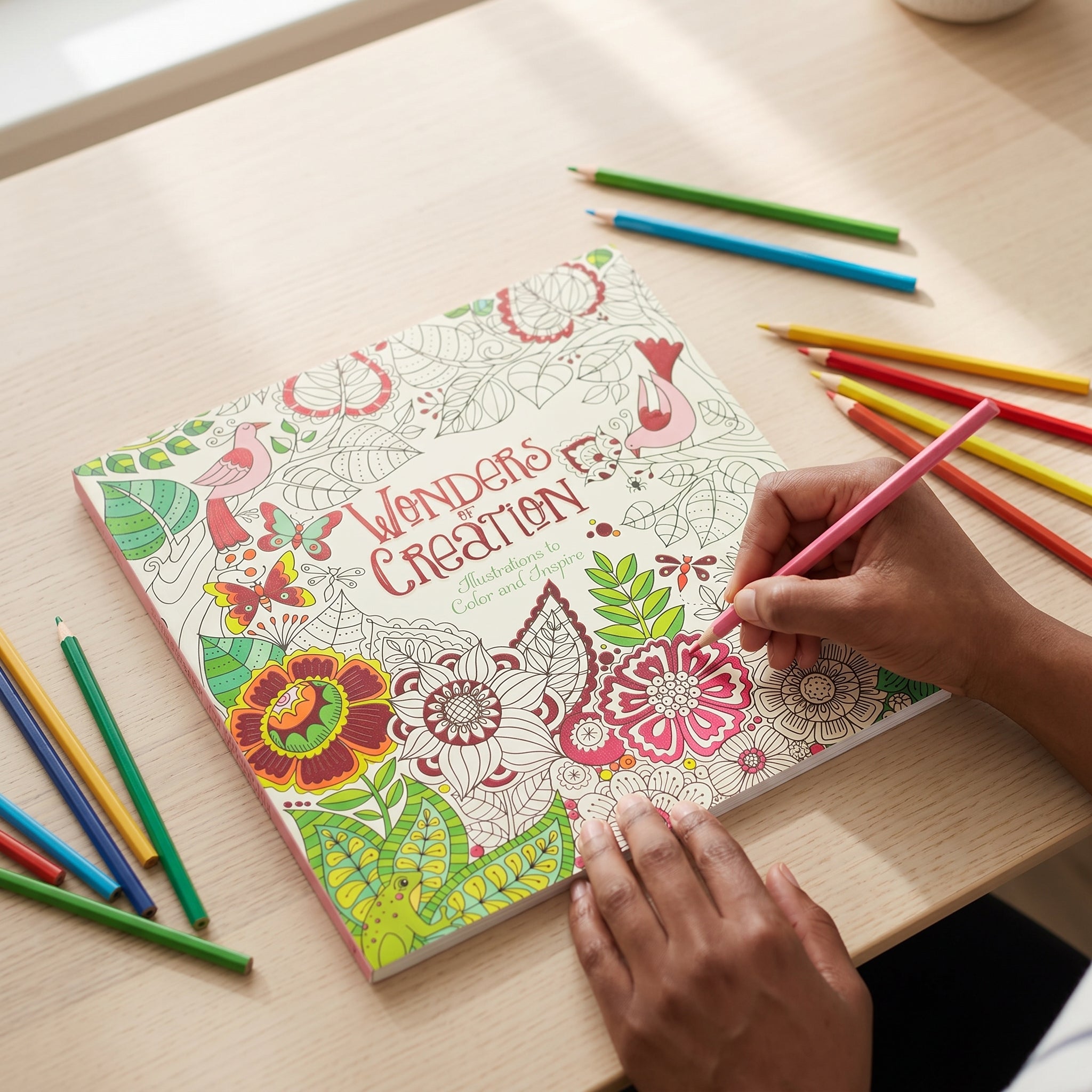 Studio photo of Wonders of Creation Coloring Book: Illustrations to Color and Inspire in lifestyle