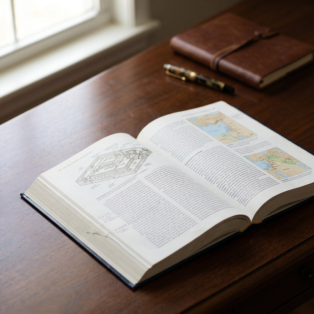 Studio photo of Cartas's New Century Handbook and Atlas of the Bible in detail
