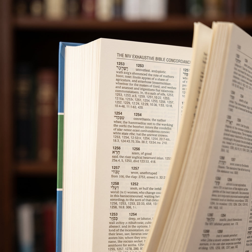 Studio photo of The NIV Exhaustive Bible Concordance, Third Edition: A Better Strong's Bible Concordance in detail