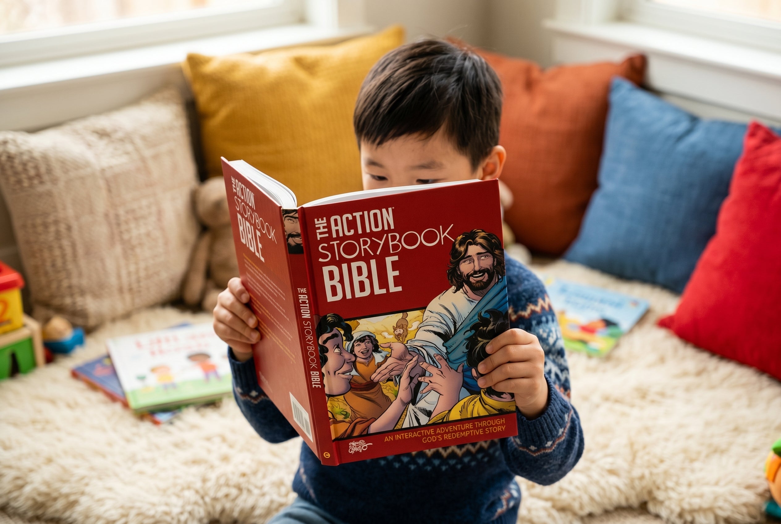 Studio photo of The Action Storybook Bible: An Interactive Adventure through God’s Redemptive Story in lifestyle