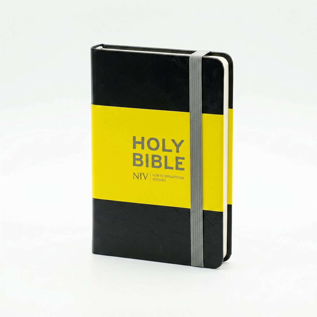 NIV Pocket Black Notebook Bible | Christ + NIV Holy Bible Compact Gold Edge Black | Combo