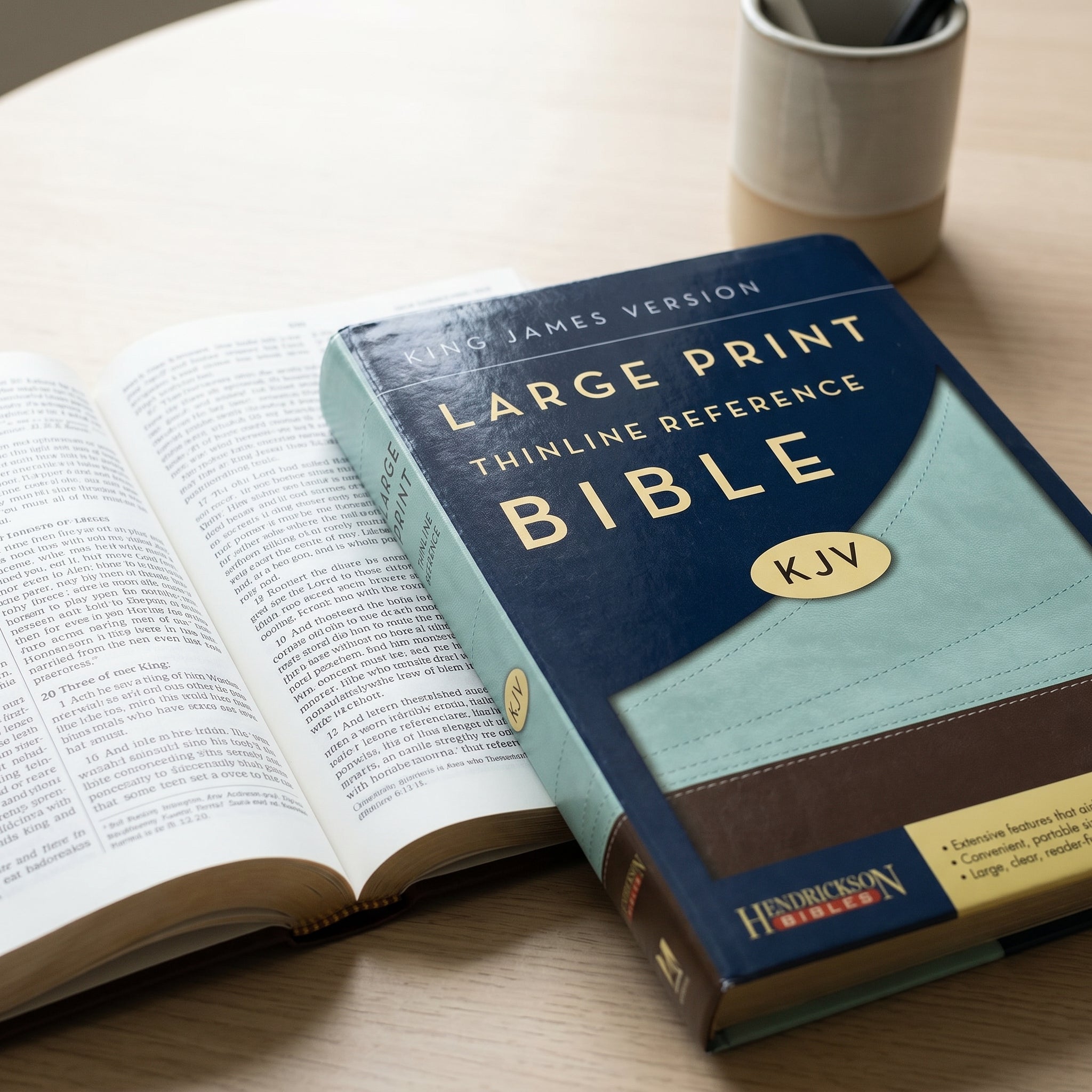 KJV Large Print Thinline Reference Bible + NIV Holy Bible Capsule With Zip, Black | Combo