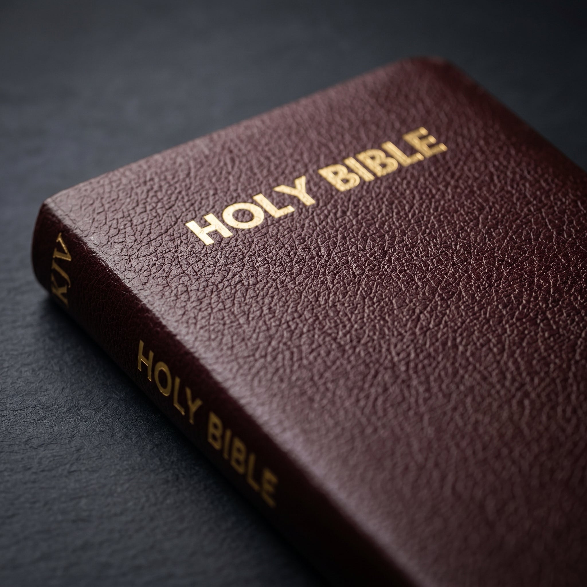 Studio photo of KJV Holy Bible Compact - Burgundy Pebbled Leatherette in detail