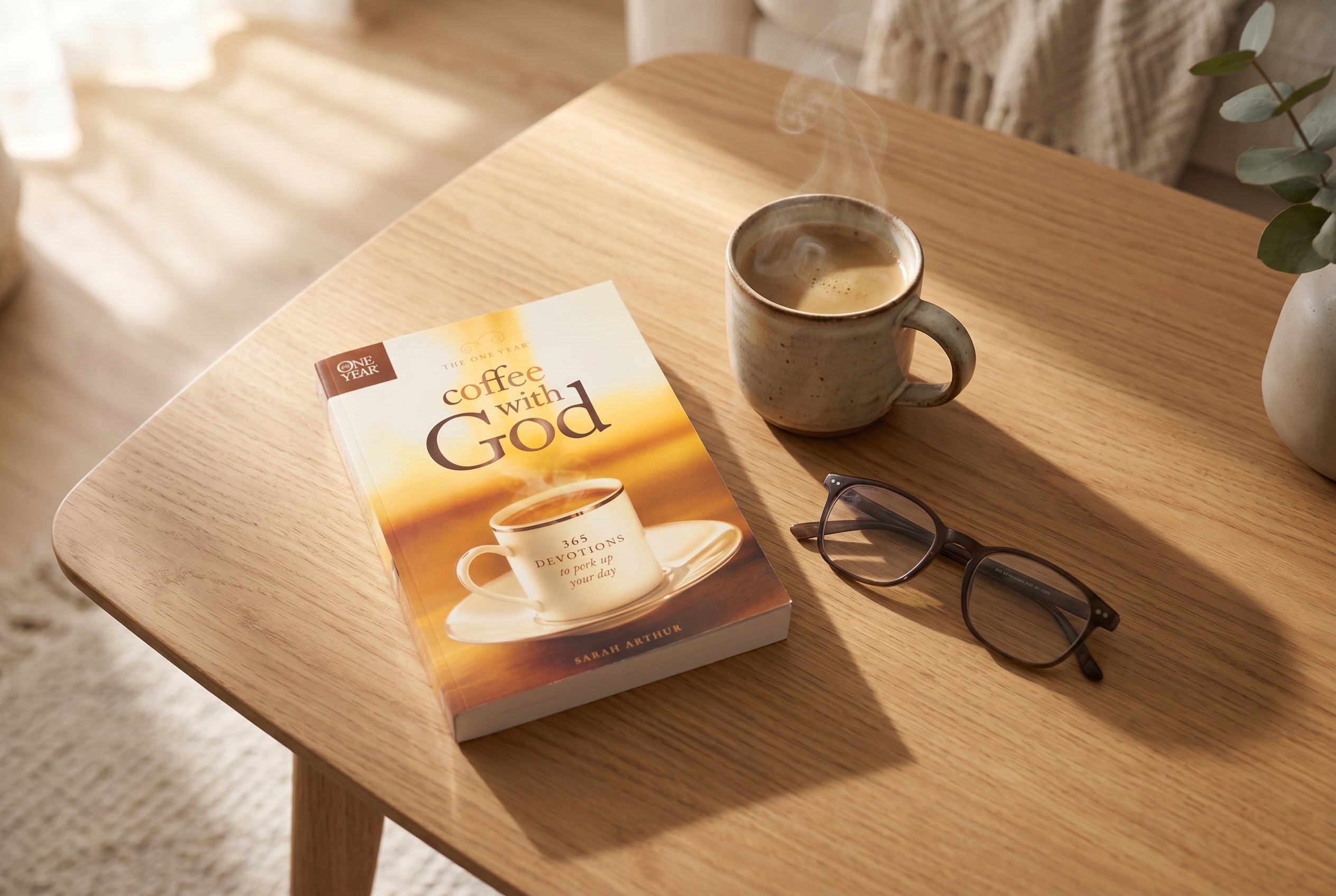 Studio photo of The One year Coffee with God in lifestyle