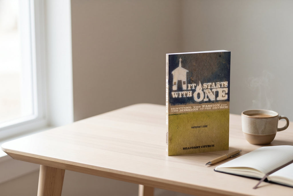 Studio photo of It Starts with One Participant's Guide in lifestyle