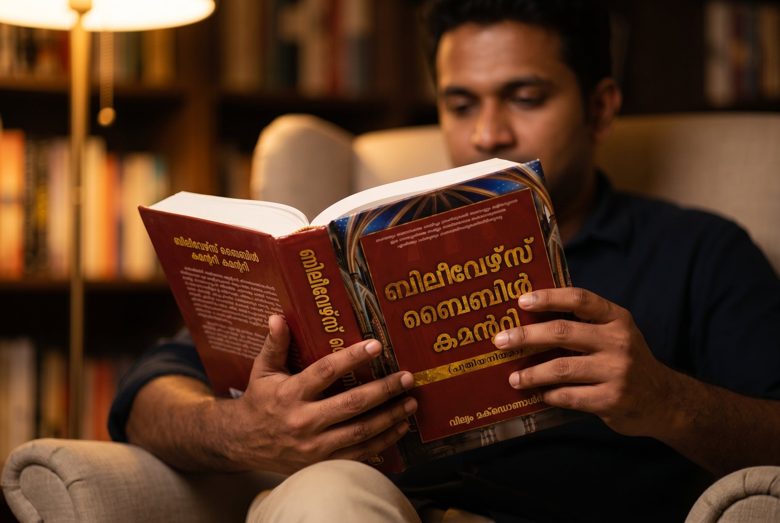 Studio photo of Believer's Bible Commentary New Testament (Malayalam) in lifestyle