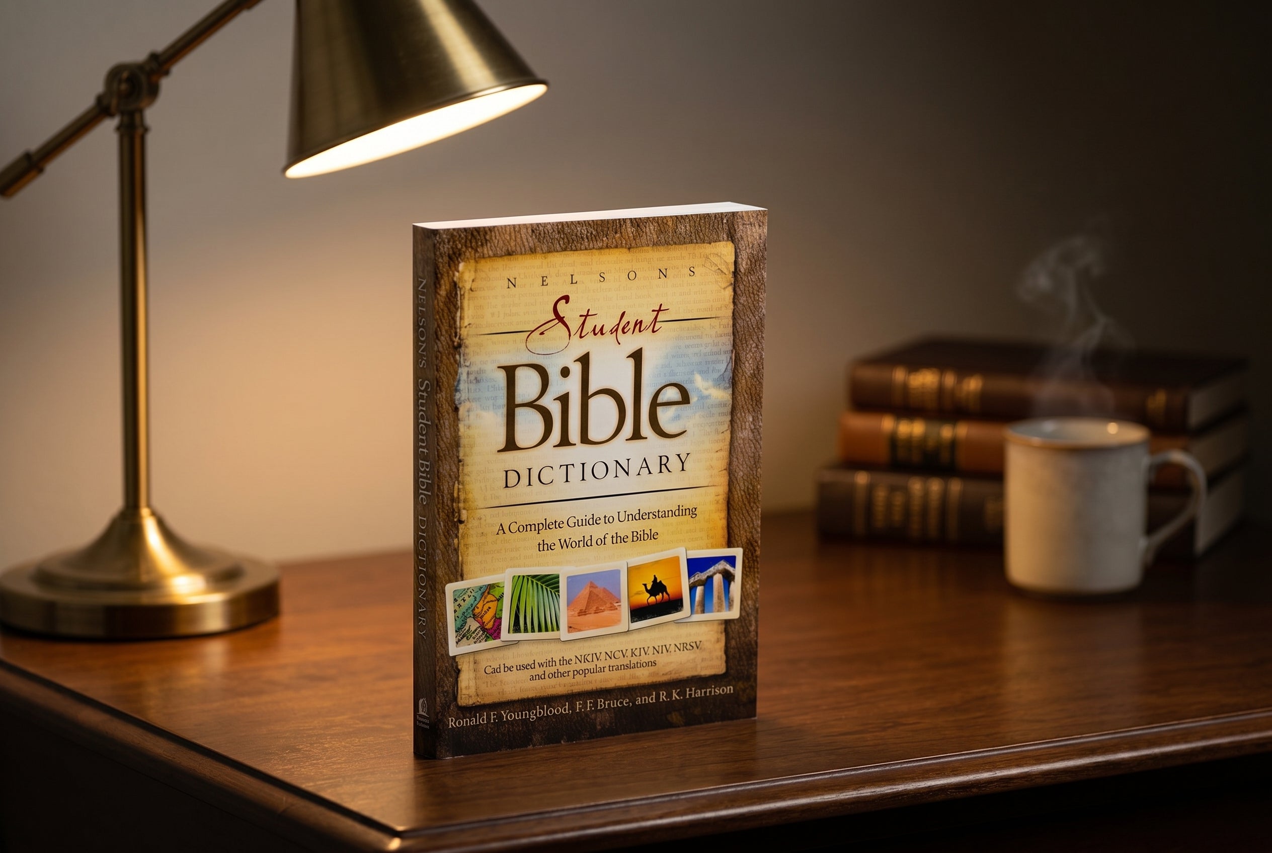 Studio photo of Nelson's Student Bible Dictionary in lifestyle