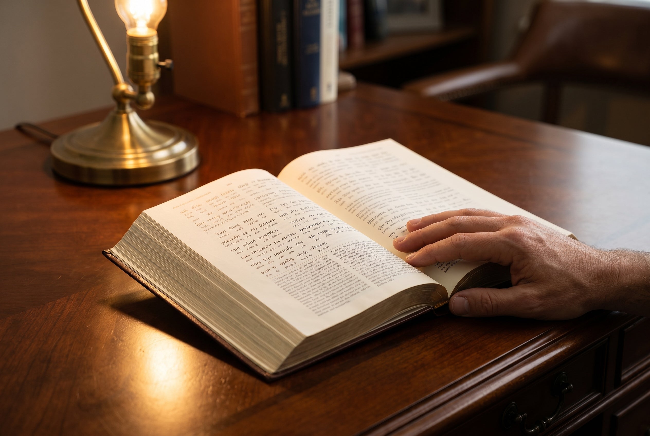 Studio photo of Greek and English Interlinear New Testament in lifestyle