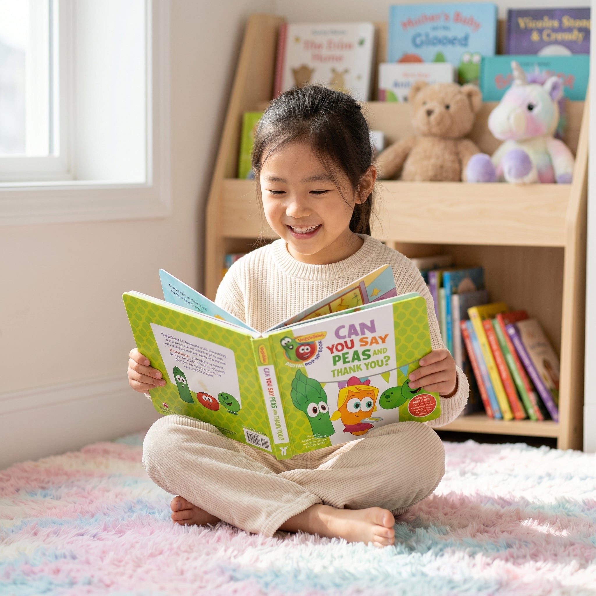 Studio photo of VeggieTales: Can You Say Peas and Thank You?, a Digital Pop-Up Book (padded) in lifestyle