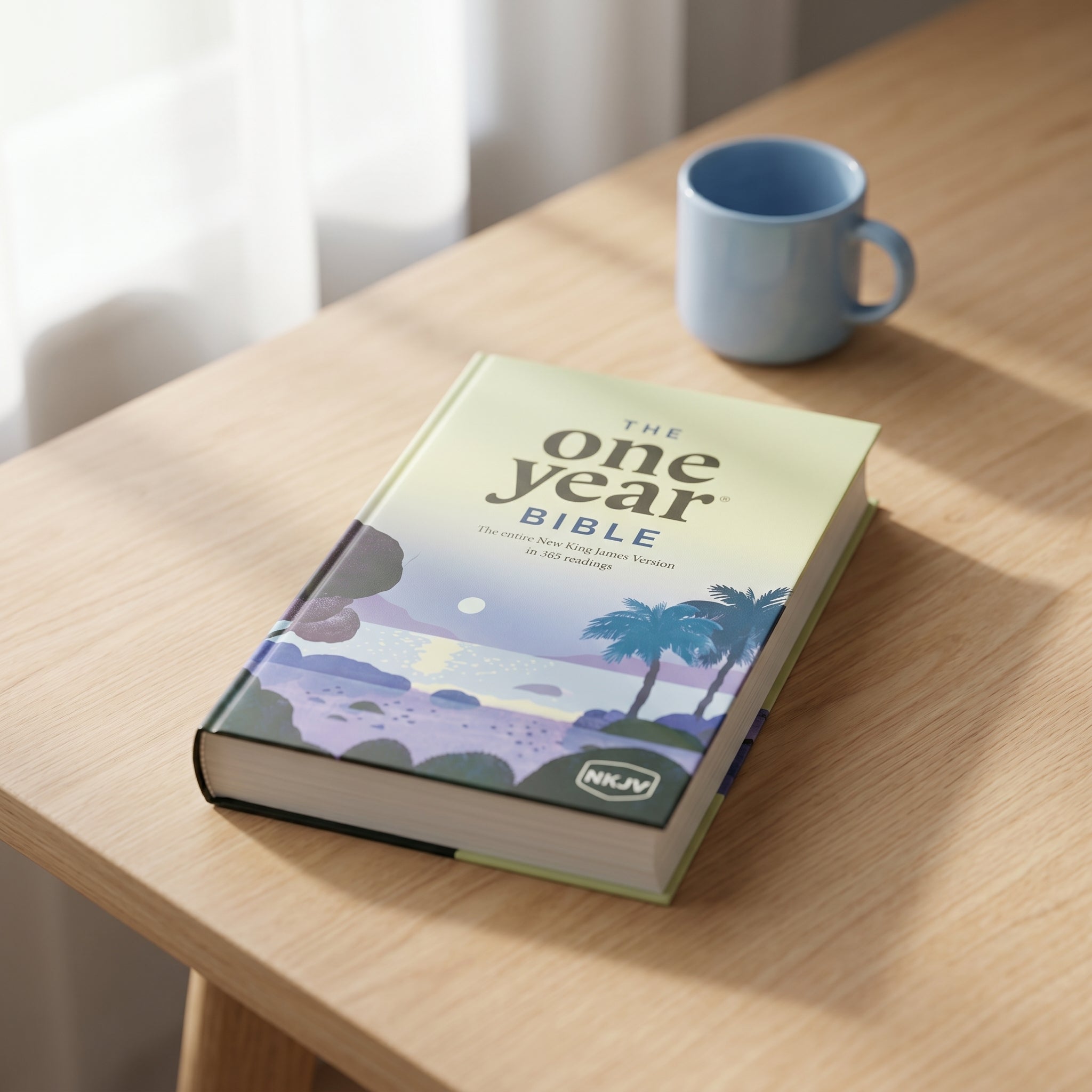 Studio photo of The One Year Bible NKJV in lifestyle