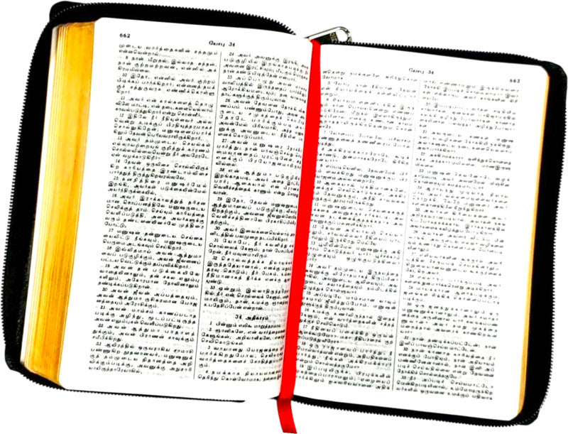 Limited Edition Tamil Bible BSI Semi-Compact Edition With Zipper & Index – Maroon Faux Leather Holy Bible (OV Version) | Portable Christian Gift Bible
