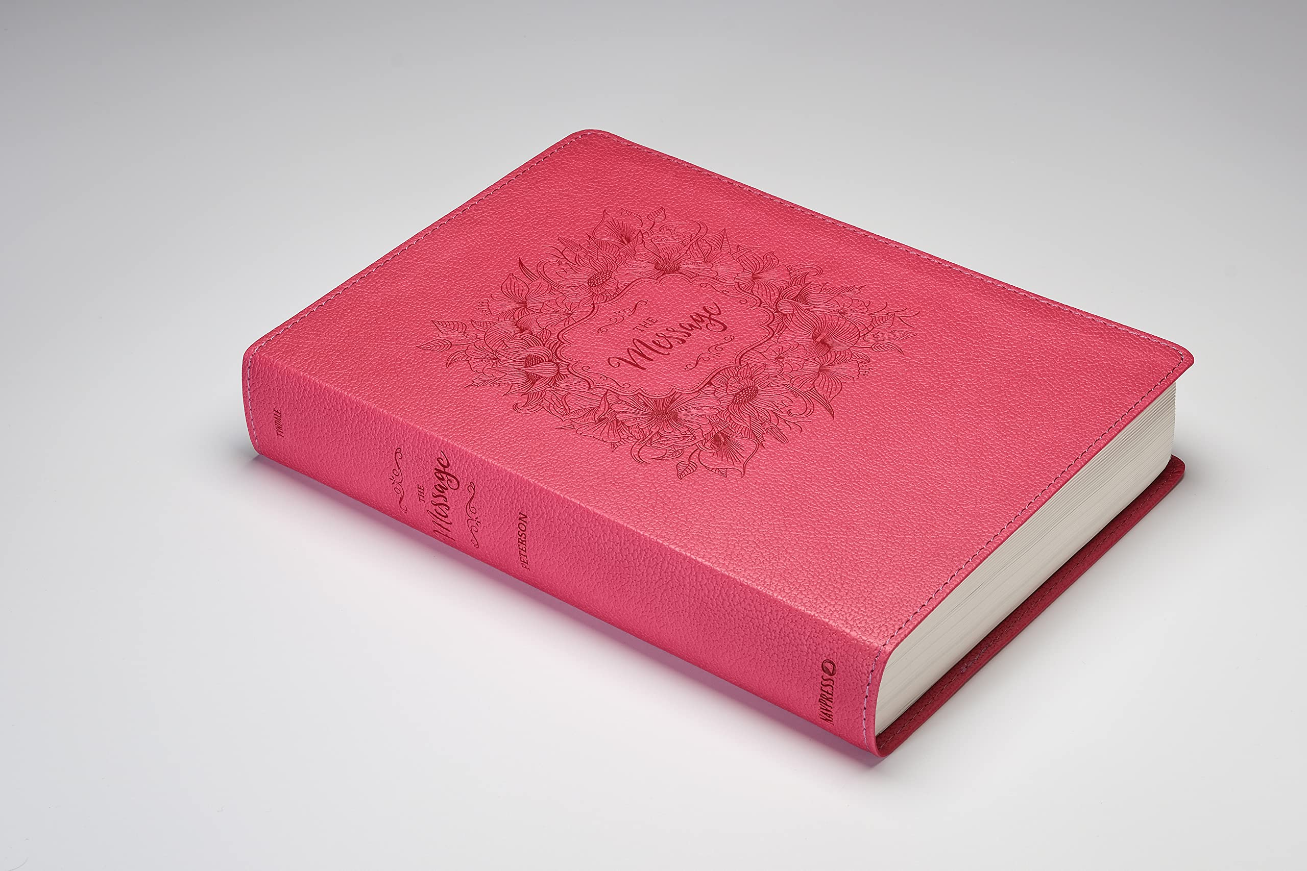 Imitation Leather Bible with Dusty Rose Floral Design and The Message in Contemporary Language